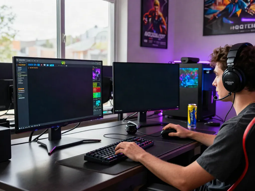 Gamer menggunakan platform qqgobet dengan antarmuka permainan modern yang menarik.