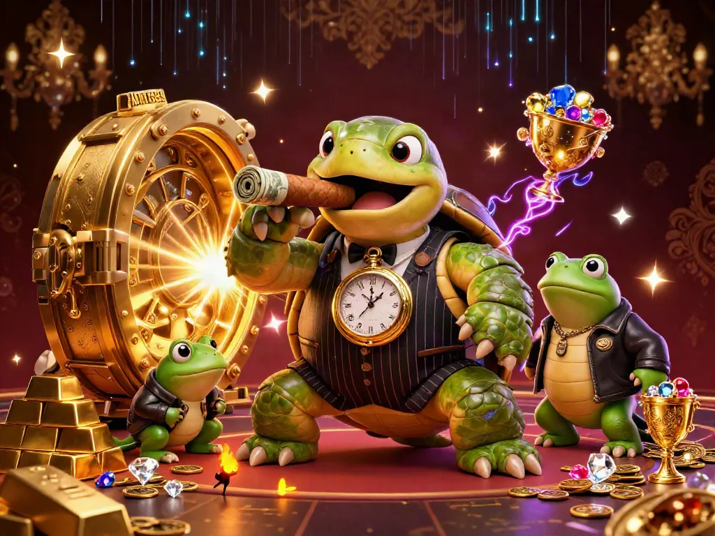 MANTIS88 delights players with glamorous 3D casino scene featuring a snapping turtle and bullfrog enforcers.