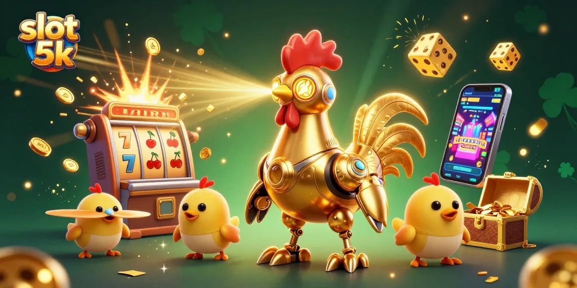Experience the thrill of slot 5k with golden rooster robot and dynamic casino visuals.