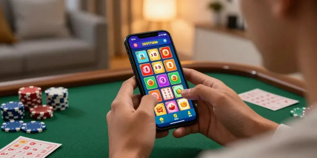 Pengguna bandar togel menggunakan aplikasi prediksi dengan semangat di rumah yang nyaman.