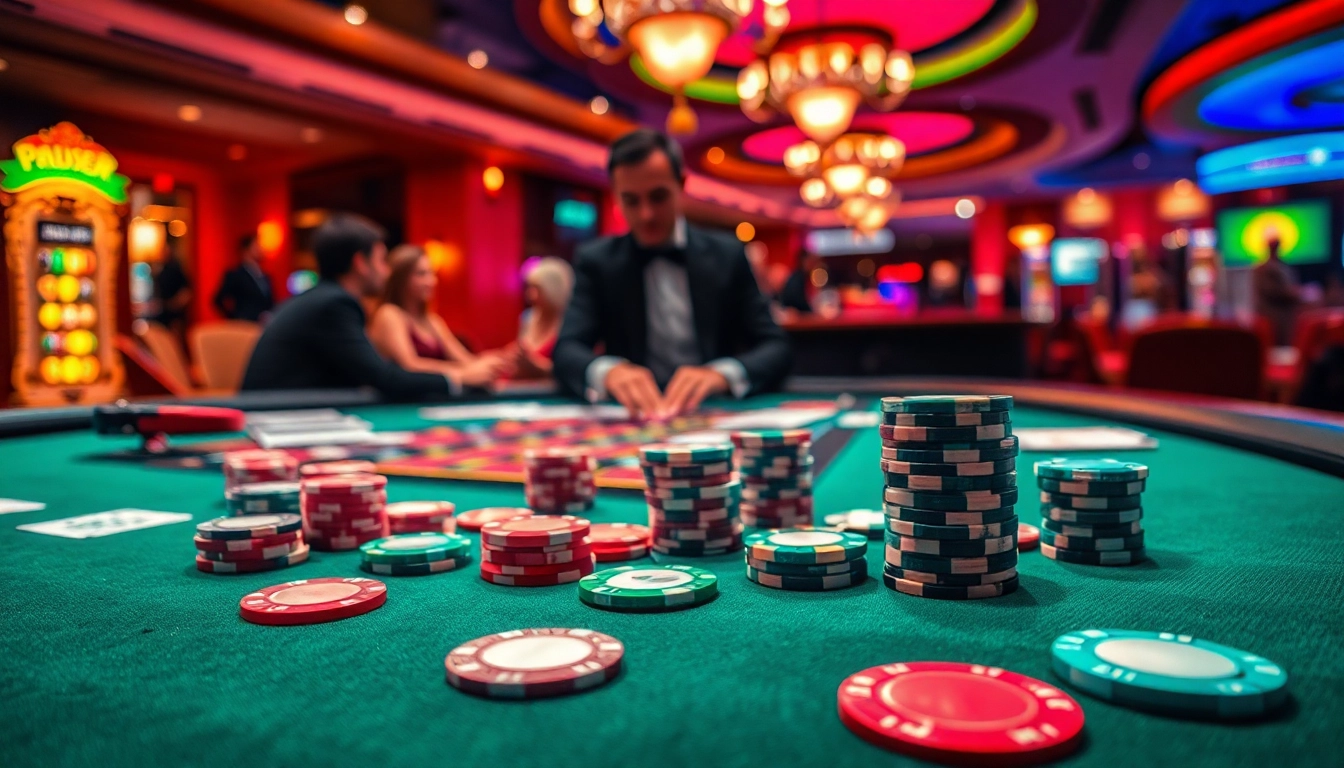 Bermain bbtn4d di kasino dengan dealer elegan dan meja yang ramai.