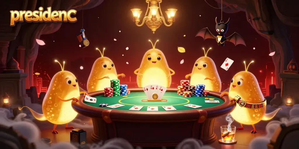 Play with presidencc's exclusive game elements in a vibrant, animated cave casino.