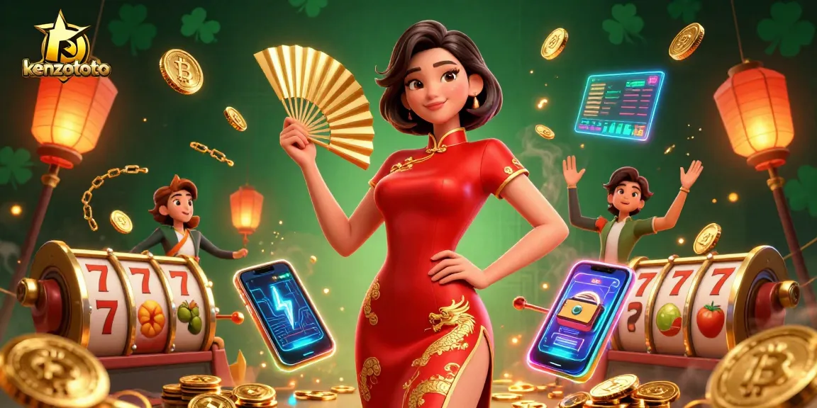Engage with kenzototo's vibrant casino experience illustrated through a striking digital scene.