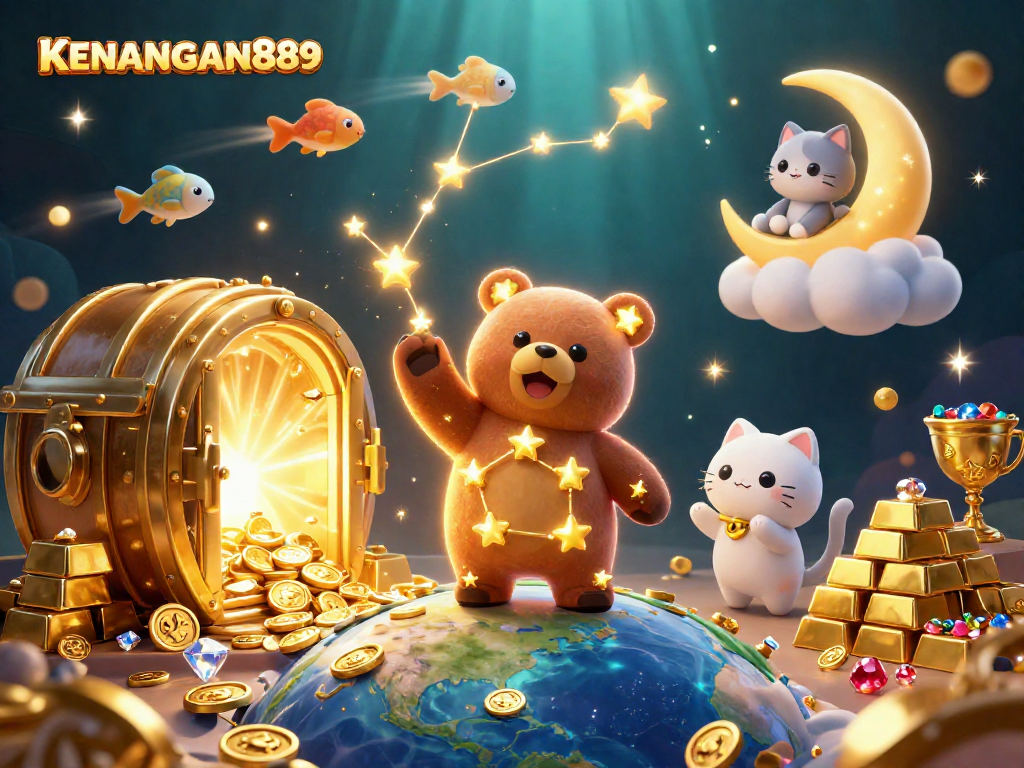 Play with KENANGAN889 as a constellation bear collects treasures in a magical casino world.
