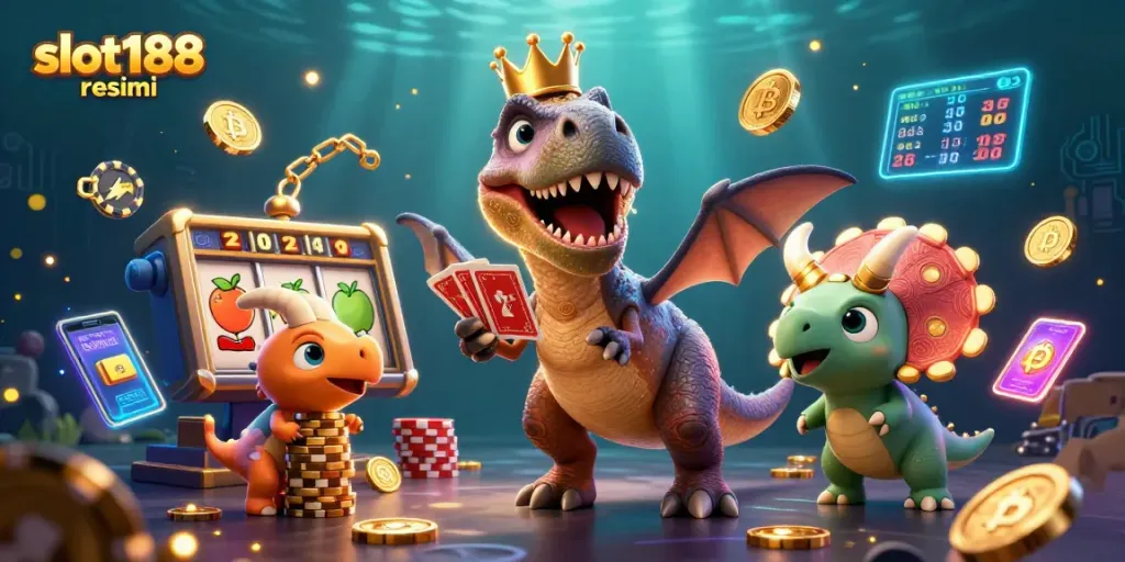 Menangkan peluang luar biasa di slot188 resmi dengan karakter kartun T-Rex, pterodactyl, dan triceratops!