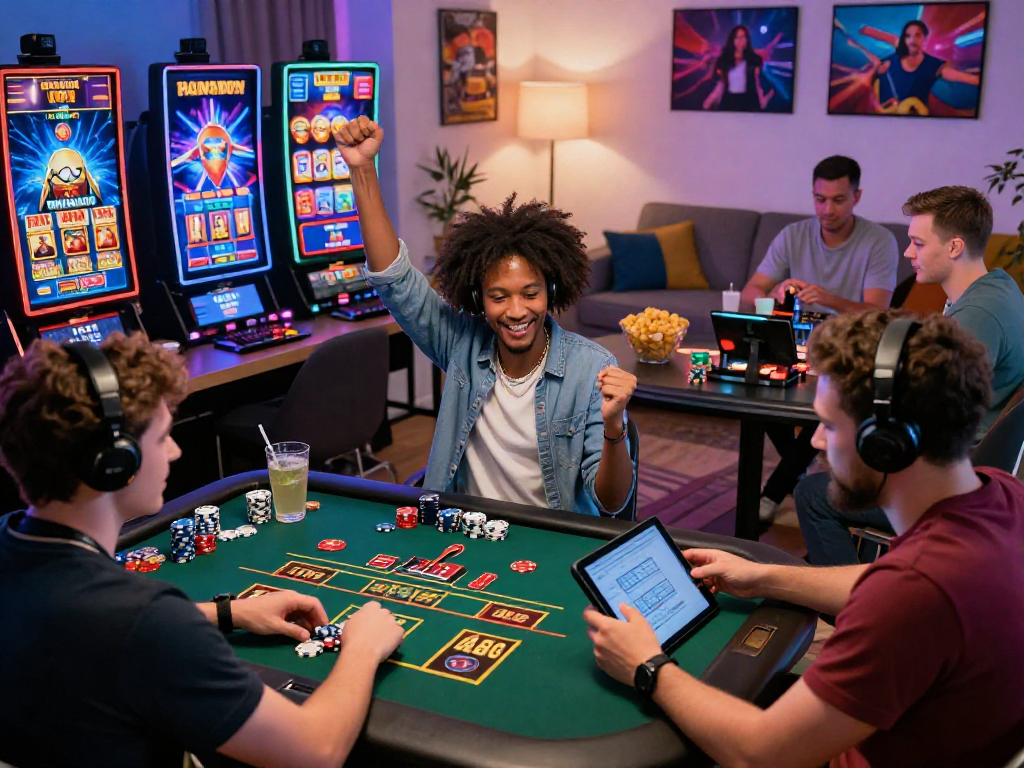 Players engaging in thrilling games at non UK casinos, highlighting the excitement and diversity of online gambling.