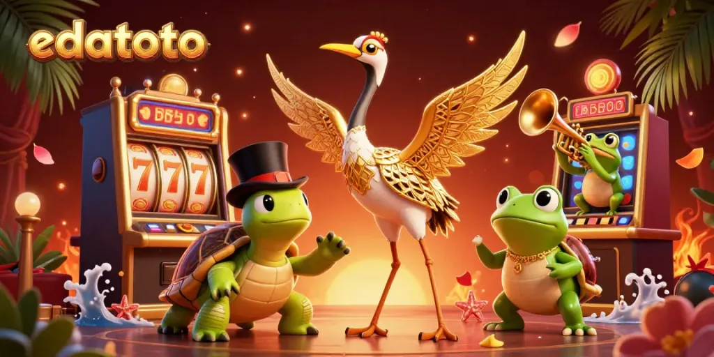 Edatoto menang besar dengan simbol slot berputar dan karakter unik di bar kasinonya.