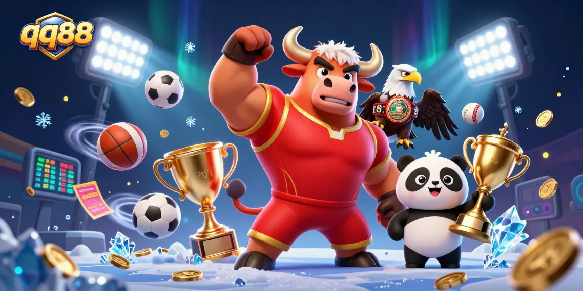 Engage in thrilling games at QQ88 with our vibrant casino characters celebrating victories.