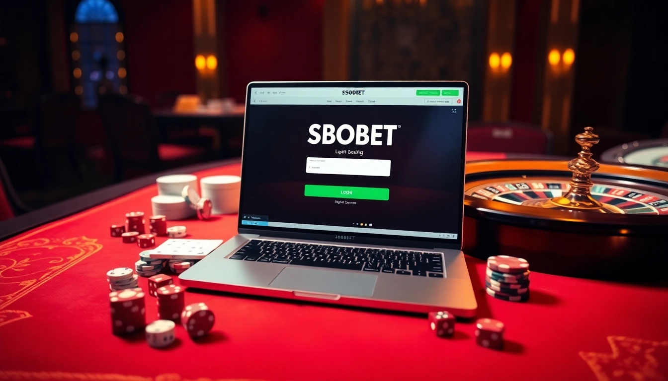 Simplified sbobet link login interface on a stylish online betting platform with vibrant casino elements.