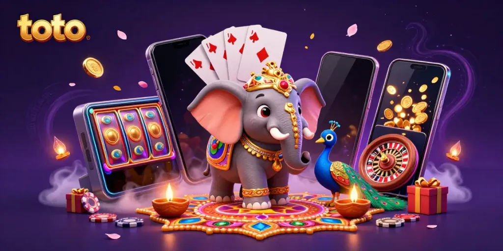Experience exciting wins with toto, capturing the thrilling essence of a colorful gaming scene.