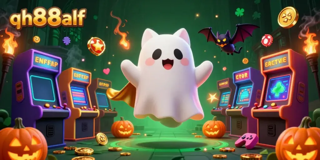 Engage with the friendly ghost cat and its companions at qh88alf’s vibrant casino.