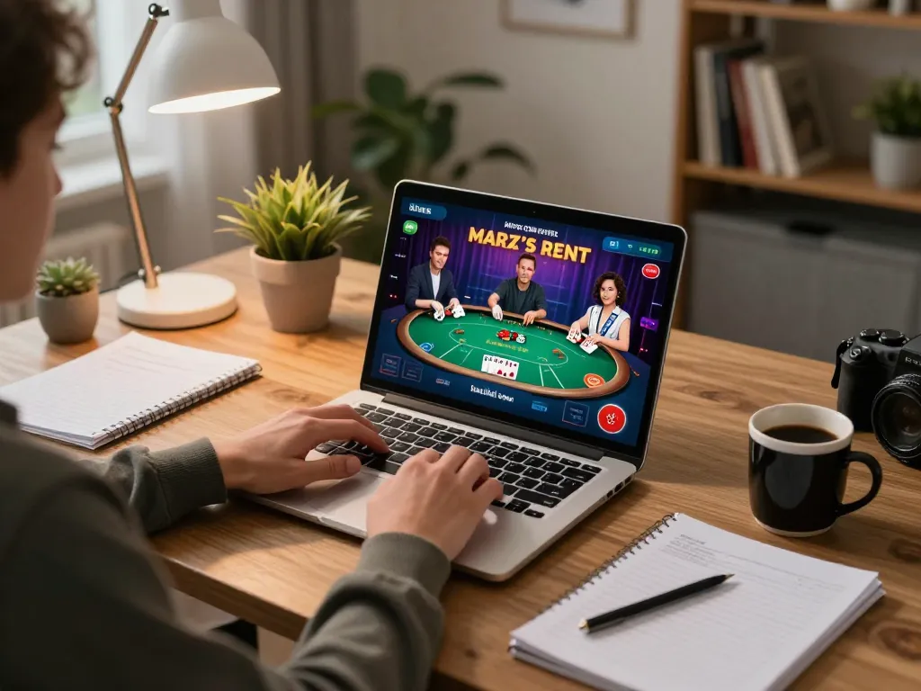 B52club player strategizing while enjoying online poker at home in a cozy setting