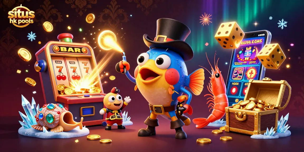 Menggali dunia situs hk pools dengan ikan pemancing dalam topi, udang bajak laut, dan siput berhiaskan permata.