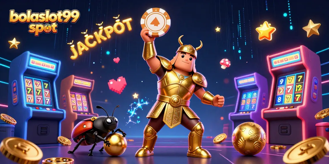 Experience the winning thrill with bolaslot99 slot in this vibrant 3D casino illustration.