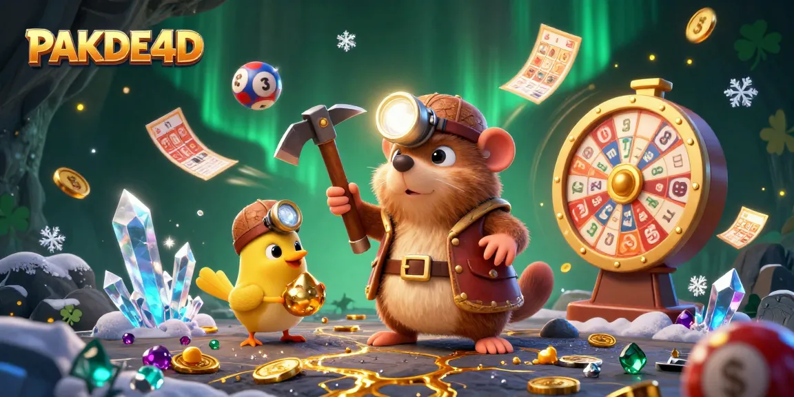 Engage with lottery excitement at PAKDE4D, featuring dynamic lottery balls and gold coins in a vibrant scene.