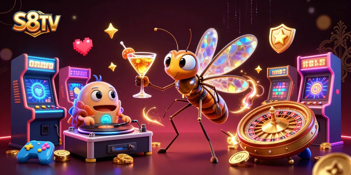 S8TV engages viewers with vibrant casino games and thrilling betting experiences in a lively illustration.